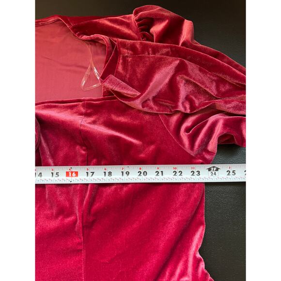Ava & Viv Dress Women 3X Red Velour Cocktail Rosette Pockets Holiday Long Sleeve - Picture 9 of 11